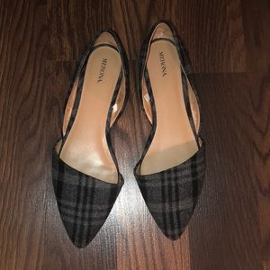 Plaid gray and black flats